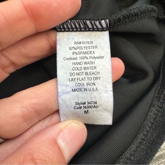 Women's Susan Lawrence Velour Mesh Blouse Black Bubble Sleeve Top M NWT - Picture 8 of 13